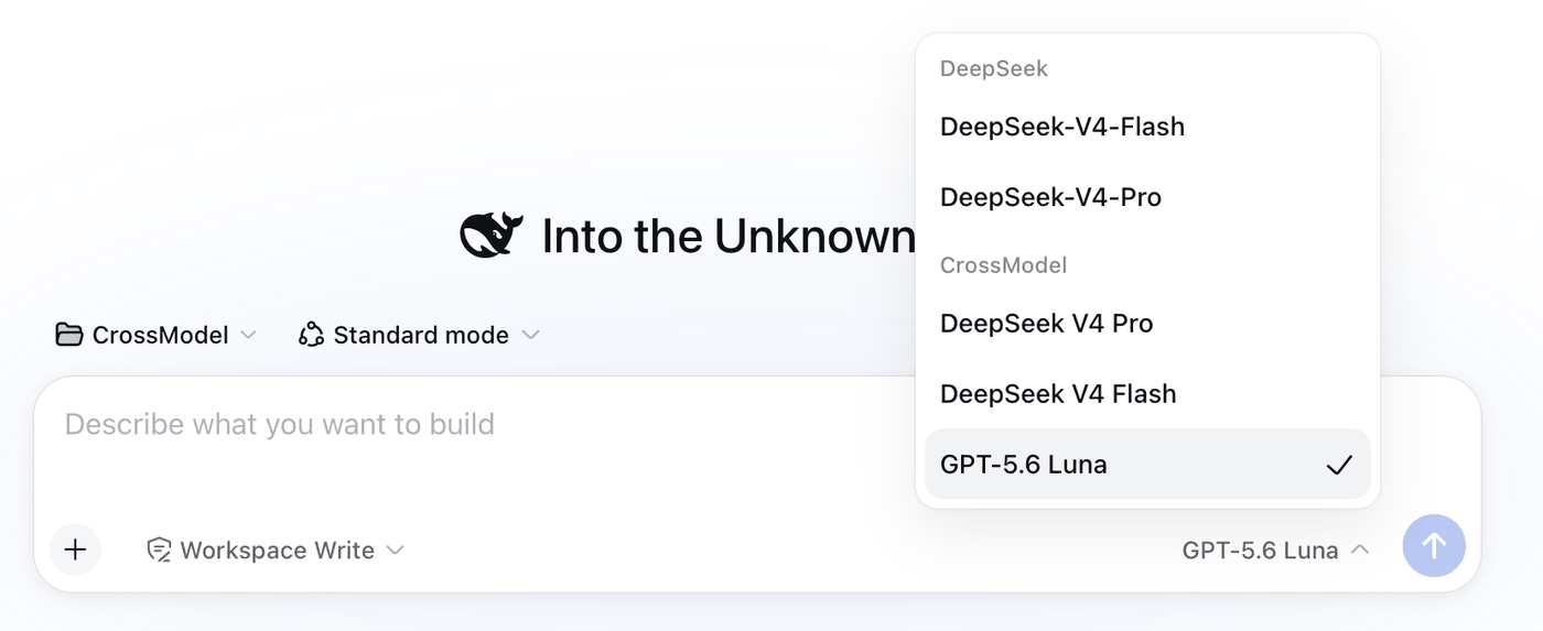 Choosing a CrossModel model in DeepSeek Harness